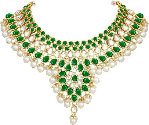 Aheli Gold Plated Traditional Kundan Studded Choker Necklace Earring & Maangtikka Jewelry Set Gift for Women in Saudi Arabia