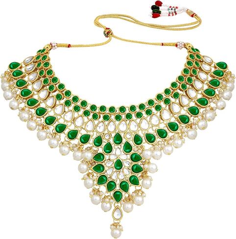 Aheli Gold Plated Traditional Kundan Studded Choker Necklace Earring & Maangtikka Jewelry Set Gift for Women in Saudi Arabia
