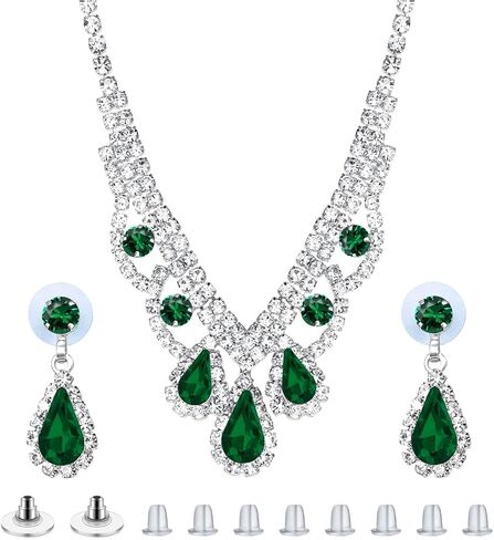 Luxury Jewelry Set Matching V-Necklace & Drop Earrings Jewelry Set, Sparkling Pear-Cut Stone & White Zirconia, Jewelry Gift Set for Women in Saudi Arabia