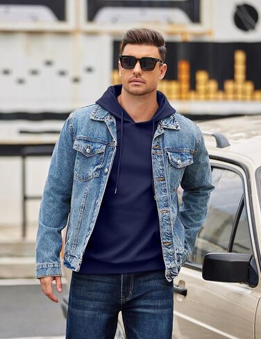 COOFANDY Men's Long Sleeve Textured Hooded Sweatshirt Casual Lightweight Hoodies Pullover Drawstring Hoodie with Kanga Pocket in Saudi Arabia