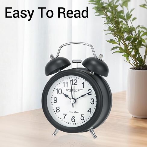 suigetsu Big Ben Twin Bell Alarm Clock for Heavy Sleepers - Loud Dual Bell Metal Alarm Clock with Backlight - Battery Operated for Bedroom, Bedside Table, Kids Room & Desk in Kuwait
