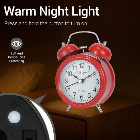 suigetsu Big Ben Twin Bell Alarm Clock for Heavy Sleepers - Loud Dual Bell Metal Alarm Clock with Backlight - Battery Operated for Bedroom, Bedside Table, Kids Room & Desk in Kuwait