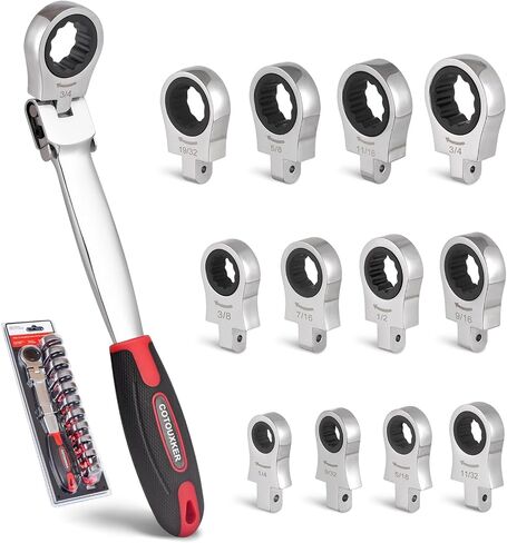 مجموعة مفاتيح Cotouxker Flex Head Recketing ، وجع Ratchet 8-19 ملم مع رؤوس قابلة للتبديل لإصلاح الميكانيكي in Kuwait