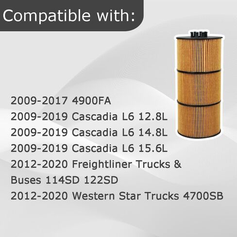 P551005 مرشح النفط/lube يناسب 2012-2020 الشاحنات والحافلات 114SD 122SD 2012-2020 Western Star Trucks 4700SB 2009-2017 4900FA استبدال LF17511 LF17474 A4721800109 LF17511 P7505 (مجموعة 6) in Kuwait
