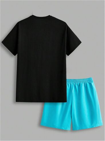 Men's Casual Outfits Short Sleeve Letter Graphic Tees & Workout Shorts Tracksuits in Saudi Arabia