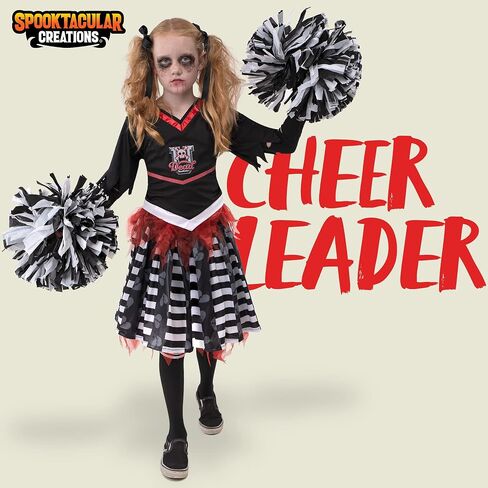 Spooktacular Creations Kids Halloween Cheerleader Costume, Zombie Cheerless Costume for Girls, Dead Cheer Outfit Toddlers in Saudi Arabia