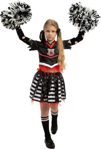 Spooktacular Creations Kids Halloween Cheerleader Costume, Zombie Cheerless Costume for Girls, Dead Cheer Outfit Toddlers in Saudi Arabia