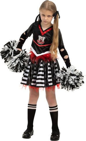 Spooktacular Creations Kids Halloween Cheerleader Costume, Zombie Cheerless Costume for Girls, Dead Cheer Outfit Toddlers in Saudi Arabia