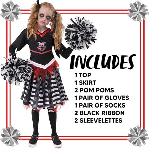 Spooktacular Creations Kids Halloween Cheerleader Costume, Zombie Cheerless Costume for Girls, Dead Cheer Outfit Toddlers in Saudi Arabia