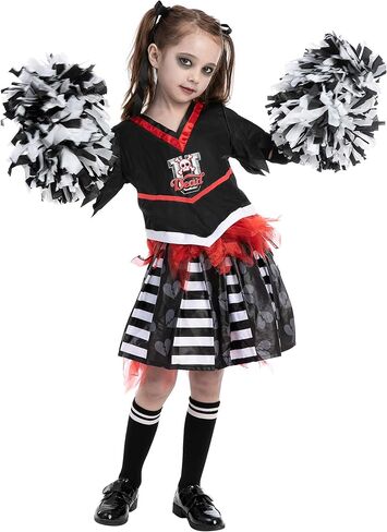 Spooktacular Creations Kids Halloween Cheerleader Costume, Zombie Cheerless Costume for Girls, Dead Cheer Outfit Toddlers in Saudi Arabia