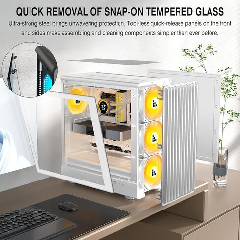 PC Case - Pre-Installed with 4 PWM ARGB Fans, ATX Mid-Tower Gaming Case, Hinged Tempered Glass, K11 Black in Saudi Arabia