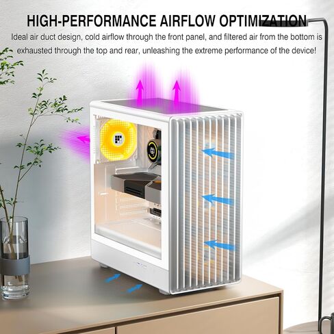 PC Case - Pre-Installed with 4 PWM ARGB Fans, ATX Mid-Tower Gaming Case, Hinged Tempered Glass, K11 Black in Saudi Arabia