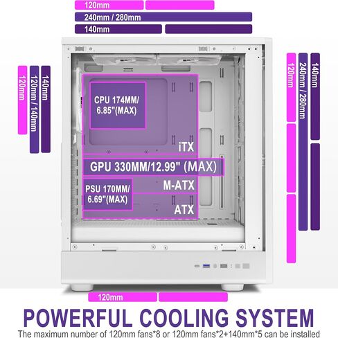 PC Case - Pre-Installed with 4 PWM ARGB Fans, ATX Mid-Tower Gaming Case, Hinged Tempered Glass, K11 Black in Saudi Arabia