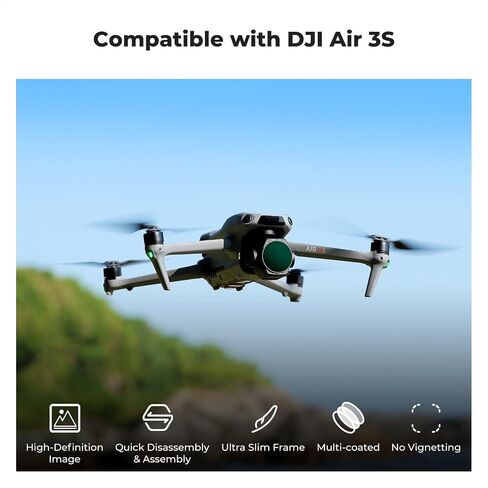 K&F Concept 3Pack ND PL Filter Set for DJI Air 3S, CPL ND8 ND16 Neutral Density Polarizer Multi-Function Filters Drone Lens Accessories, HD Optical Glass/Multi-Coated/Gimbal Safe in Saudi Arabia