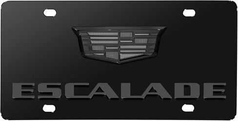 ل Cadillac Escalade 3D Dark Dark Dual Logo لوحة ترخيص من الفولاذ المقاوم للصدأ الأسود in Saudi Arabia