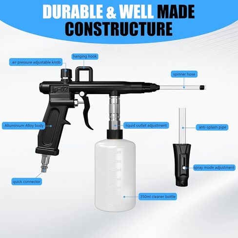 Car Cleaning Gun, Car Interior Detailing Air Blower Gun with 2 Nozzles, High Pressure Car Cleaning Drying Tool for Quickly Blasts Dirt and Dust, Works with Air Compressor in Saudi Arabia