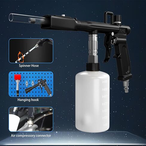 Car Cleaning Gun, Car Interior Detailing Air Blower Gun with 2 Nozzles, High Pressure Car Cleaning Drying Tool for Quickly Blasts Dirt and Dust, Works with Air Compressor in Saudi Arabia