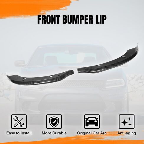 Front Bumper Lip Spoiler Compatible with 2015-2023 Dodge Charger Scat Pack SRT, ABS Black with Carbon Fiber Print Add-on Front Splitter Air Dam Chin Protector, 1x Pair in Saudi Arabia