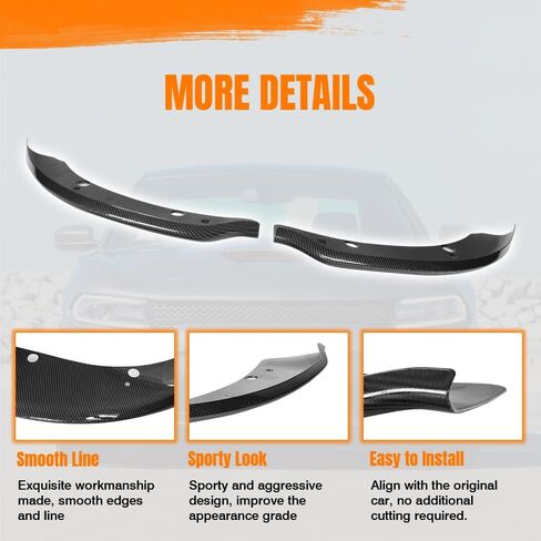 Front Bumper Lip Spoiler Compatible with 2015-2023 Dodge Charger Scat Pack SRT, ABS Black with Carbon Fiber Print Add-on Front Splitter Air Dam Chin Protector, 1x Pair in Saudi Arabia