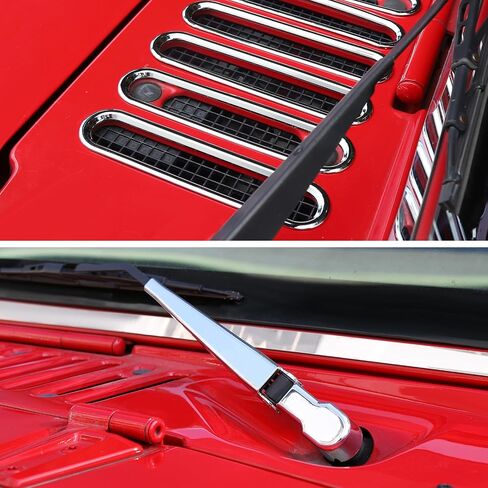 CheroCar Front Rear Window Windshield Wiper+Hood Grill Grille Inserts Cover Frame Trims Fits for 2007-2018 Jeep Wrangler JK JKU Front Rear Window Wiper Arm Decoration Accessories,15Pcs Pink in Saudi Arabia