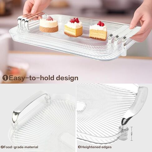 Serving Tray with Handles Set of 3 Rectangular Large Serving Platters 18.3/16.7/14.8 Inch White Plates for Dinner, Party, Entertaining in Saudi Arabia