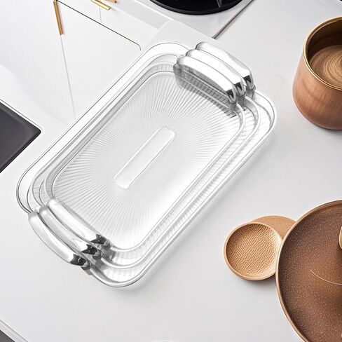 Serving Tray with Handles Set of 3 Rectangular Large Serving Platters 18.3/16.7/14.8 Inch White Plates for Dinner, Party, Entertaining in Saudi Arabia