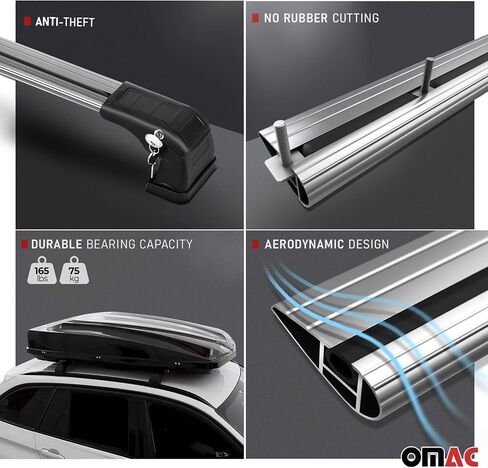 OMAC Roof Rack Cross Bars Carrier Aluminium for Mazda 3 2014-2018 Black 2 Pcs Anti-Theft for Travel Kayak Canoe Surf Ski Snowboard Camping in Saudi Arabia