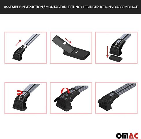 OMAC Roof Rack Cross Bars Carrier Aluminium for Mazda 3 2014-2018 Black 2 Pcs Anti-Theft for Travel Kayak Canoe Surf Ski Snowboard Camping in Saudi Arabia