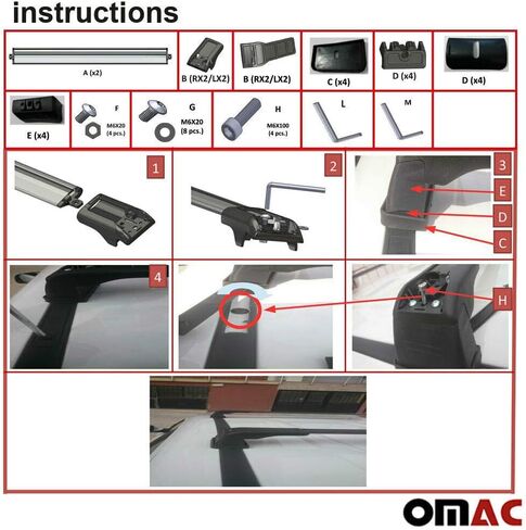 OMAC Roof Rack Cross Bars Carrier Aluminium for Mazda 3 2014-2018 Black 2 Pcs Anti-Theft for Travel Kayak Canoe Surf Ski Snowboard Camping in Saudi Arabia