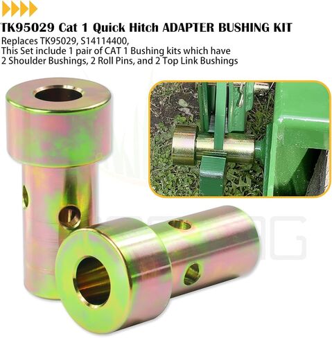 2 Pack TK95029 CAT 1 Quick Hitch Adapter Bushing Kit, Including Link Pin Hitch 5-1/2" S07070200 and Heavy-Duty Lynch Pin with Ring Replaces S14114400 for Category I 3-Point Tractors in Kuwait