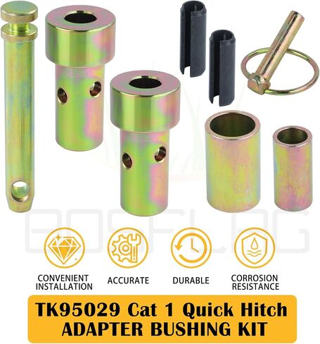 2 Pack TK95029 CAT 1 Quick Hitch Adapter Bushing Kit, Including Link Pin Hitch 5-1/2" S07070200 and Heavy-Duty Lynch Pin with Ring Replaces S14114400 for Category I 3-Point Tractors in Kuwait