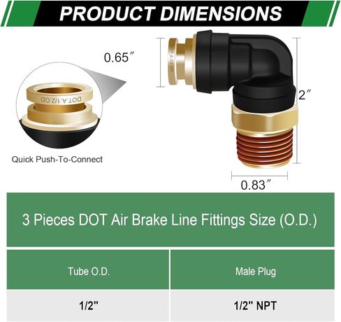 1/2 "تجهيزات Air Connect Quick Connect 90 درجة اتحاد Elbow 3pcs ، 1/2" Tube OD X 1/2 " in Kuwait