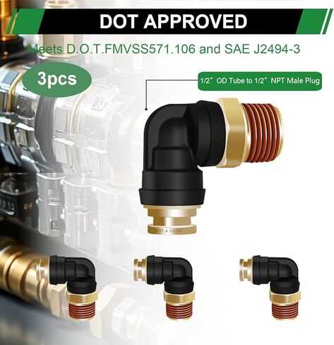 1/2 "تجهيزات Air Connect Quick Connect 90 درجة اتحاد Elbow 3pcs ، 1/2" Tube OD X 1/2 " in Kuwait