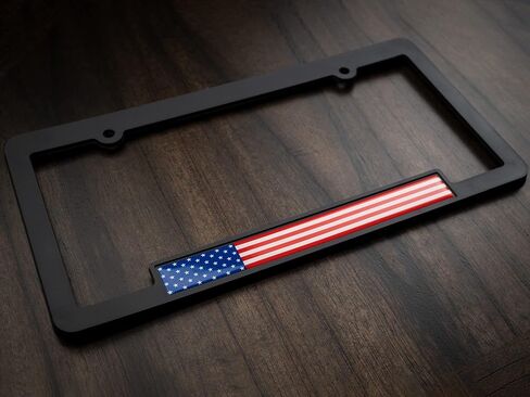 American Flag License Plate Frame Cover Tag Bracket USA Pride Patriotic (Blackout Edition) in Saudi Arabia