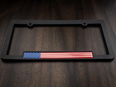 American Flag License Plate Frame Cover Tag Bracket USA Pride Patriotic (Blackout Edition) in Saudi Arabia