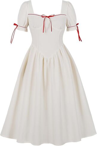 Wellwits Women's Bow Drop Waist Corset Style Vintage Gothic Dress in Saudi Arabia