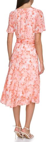 DKNY Women's Flutter Sleeve V-Neck Dress in Saudi Arabia