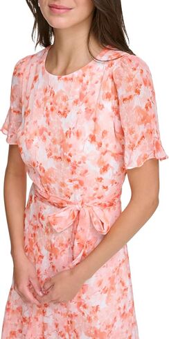 DKNY Women's Flutter Sleeve V-Neck Dress in Saudi Arabia