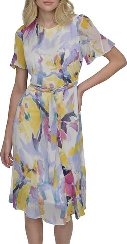 DKNY Women's Flutter Sleeve V-Neck Dress in Saudi Arabia