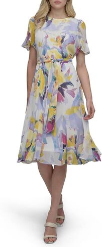 DKNY Women's Flutter Sleeve V-Neck Dress in Saudi Arabia