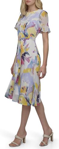 DKNY Women's Flutter Sleeve V-Neck Dress in Saudi Arabia