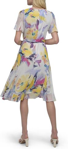 DKNY Women's Flutter Sleeve V-Neck Dress in Saudi Arabia