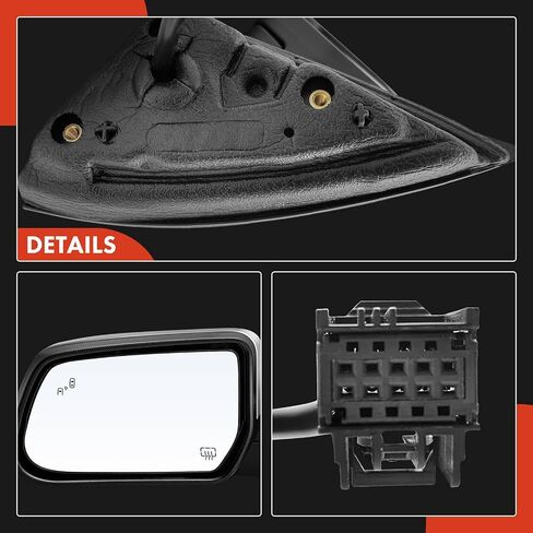 A-Premium Side Power Door Mirror-متوافقة مع شيفروليه Expenox 2016-2017 و GMC Terrain 2015-2017-كروم قابلة للطي مدفأ خارج مرآة الرؤية الخلفية مع الكشف عن بقعة عمياء in Saudi Arabia