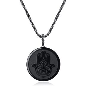 COAI Black Obsidian Necklace - Horus Eye & Tree of Life Designs in Saudi Arabia
