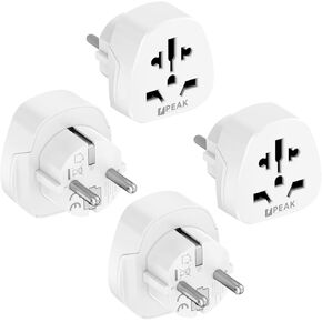 محول السفر Peak Power World to Europe - يسمح للمسافرين من أكثر من 150 دولة باستخدام الأجهزة المؤرضة أو غير المؤرضة بأمان في جميع أنحاء أوروبا (باستثناء سويسرا وإيطاليا والدنمارك والمملكة المتحدة). in Kuwait