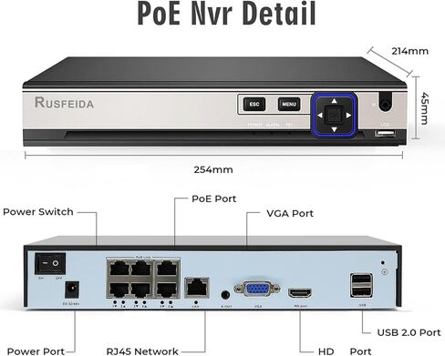 NVR for Security Camera System, 4K 4CH Network Video Recorder, Support 4K/5MP/4MP/3MP/1080P PoE IP Camera, Face Detection, 24/7 Recording (HDD Not Included) in Saudi Arabia