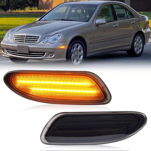 Gempro LED Side Marker Corner Lights for Mercedes Benz C230 2002-2007, C240 2001-2005 Amber Front Bumper Parking Lamps, 2PCS (Smoked Len) in Saudi Arabia