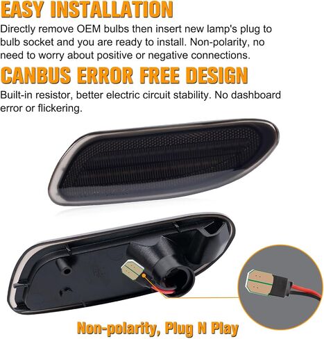 Gempro LED Side Marker Corner Lights for Mercedes Benz C230 2002-2007, C240 2001-2005 Amber Front Bumper Parking Lamps, 2PCS (Smoked Len) in Saudi Arabia