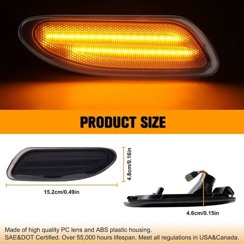Gempro LED Side Marker Corner Lights for Mercedes Benz C230 2002-2007, C240 2001-2005 Amber Front Bumper Parking Lamps, 2PCS (Smoked Len) in Saudi Arabia