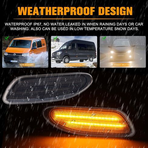 Gempro LED Side Marker Corner Lights for Mercedes Benz C230 2002-2007, C240 2001-2005 Amber Front Bumper Parking Lamps, 2PCS (Smoked Len) in Saudi Arabia